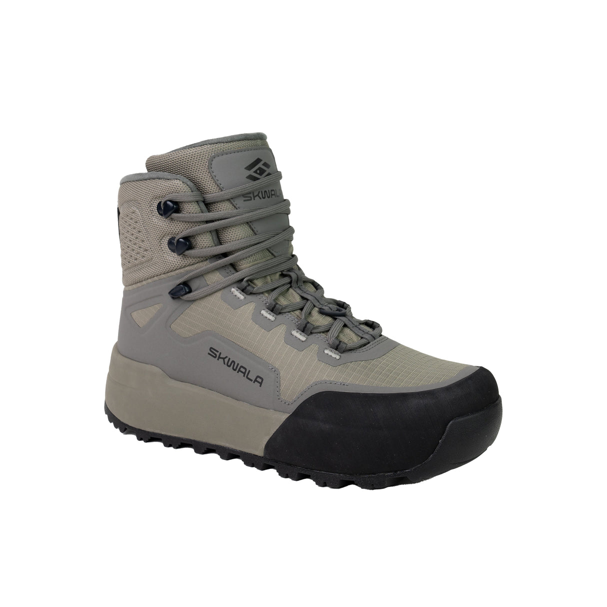Skwala Fishing Carbon Boot - gråsvart vadarsko med Vibram-sula, nätpaneler och snörning. Perfekt för sportfiske.