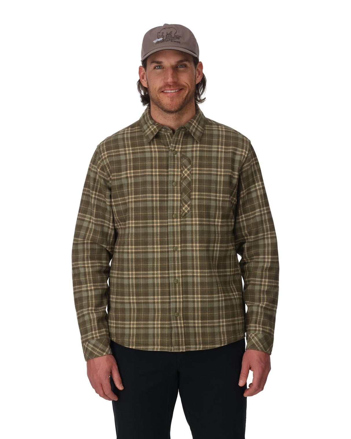 Simms Coldweather Shacket - Schooner Plaid: Loden