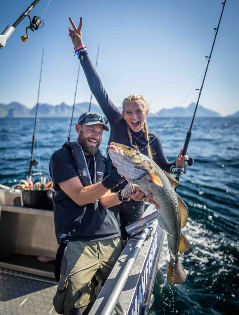 Torsk fångad på spinnfiske i Nappstraumen, Lofoten