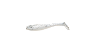 RenzStein RenzShad 7cm jigg i silverglitter, realistisk fiskform och paddelstjärt - perfekt för abborrfiske och jiggning.