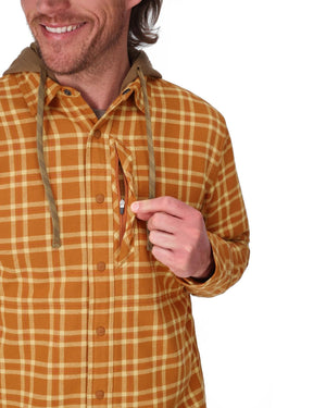 Simms Coldweather Hooded Shacket - Wakemup Plaid: Stonefly