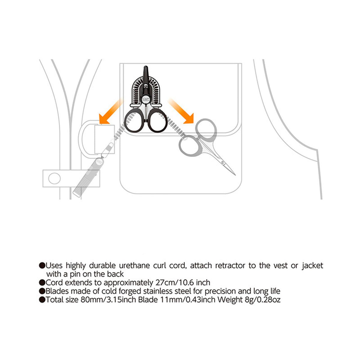 C&F Design 2-in-1 Retractor/Scissors - Smoke